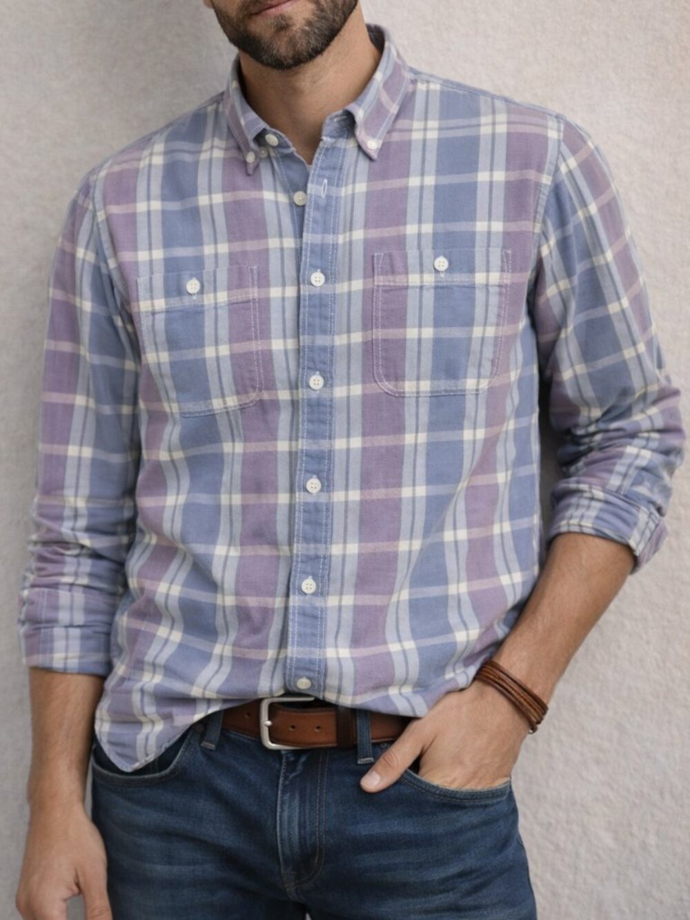Gap 1969 100% Cotton Eaton Plaid Button-Down Shirt | Large